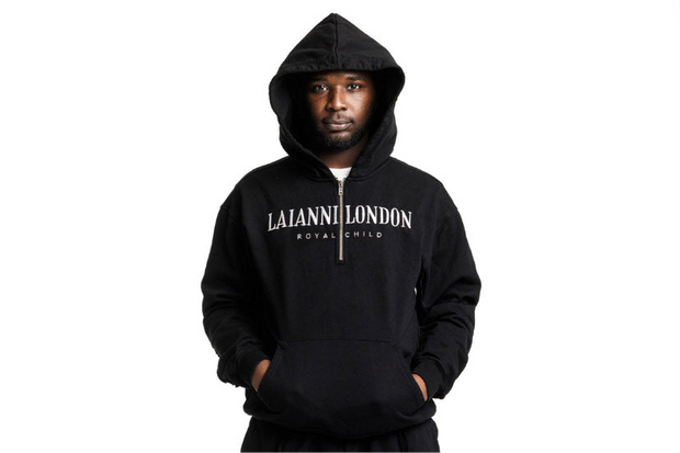 Laianni Signature  Half Zip  Distressed Hoodie