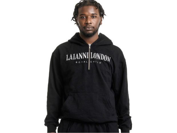 Laianni Signature  Half Zip  Distressed Hoodie